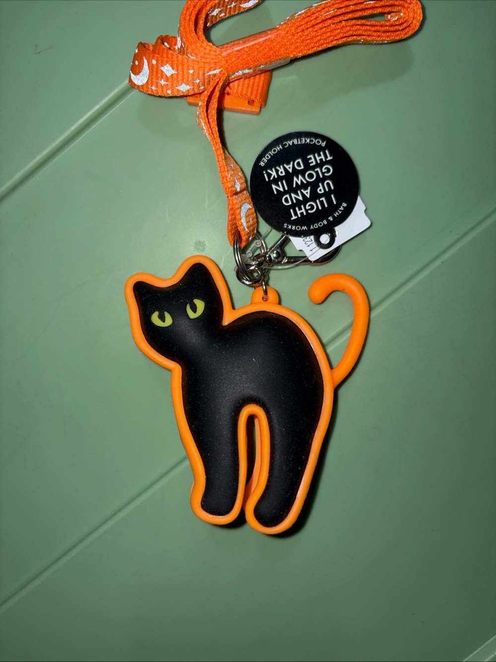 Bath & Body Works Pocket Bac Holder Halloween Black Cat w/Lanyard & Clip 2023